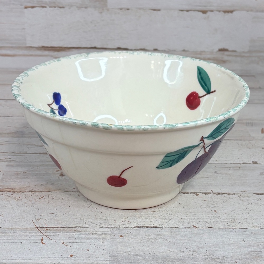 Vtg HARTSTONE Ribbed Mixing Bowl Fruit Salad, Multi-Fruit Pattern 1981 USA